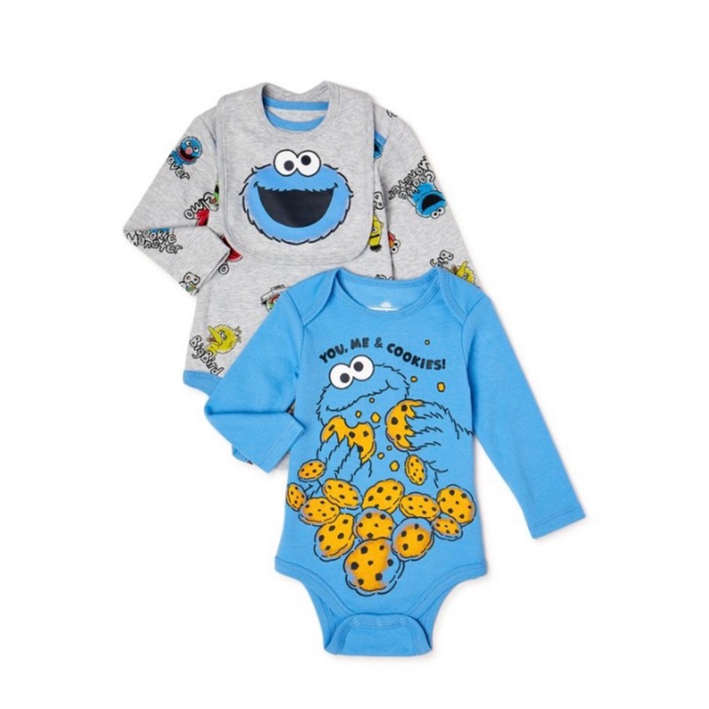 Sesame Street Cookie Monsters Bodysuits & Bibs - Picture 3 of 16